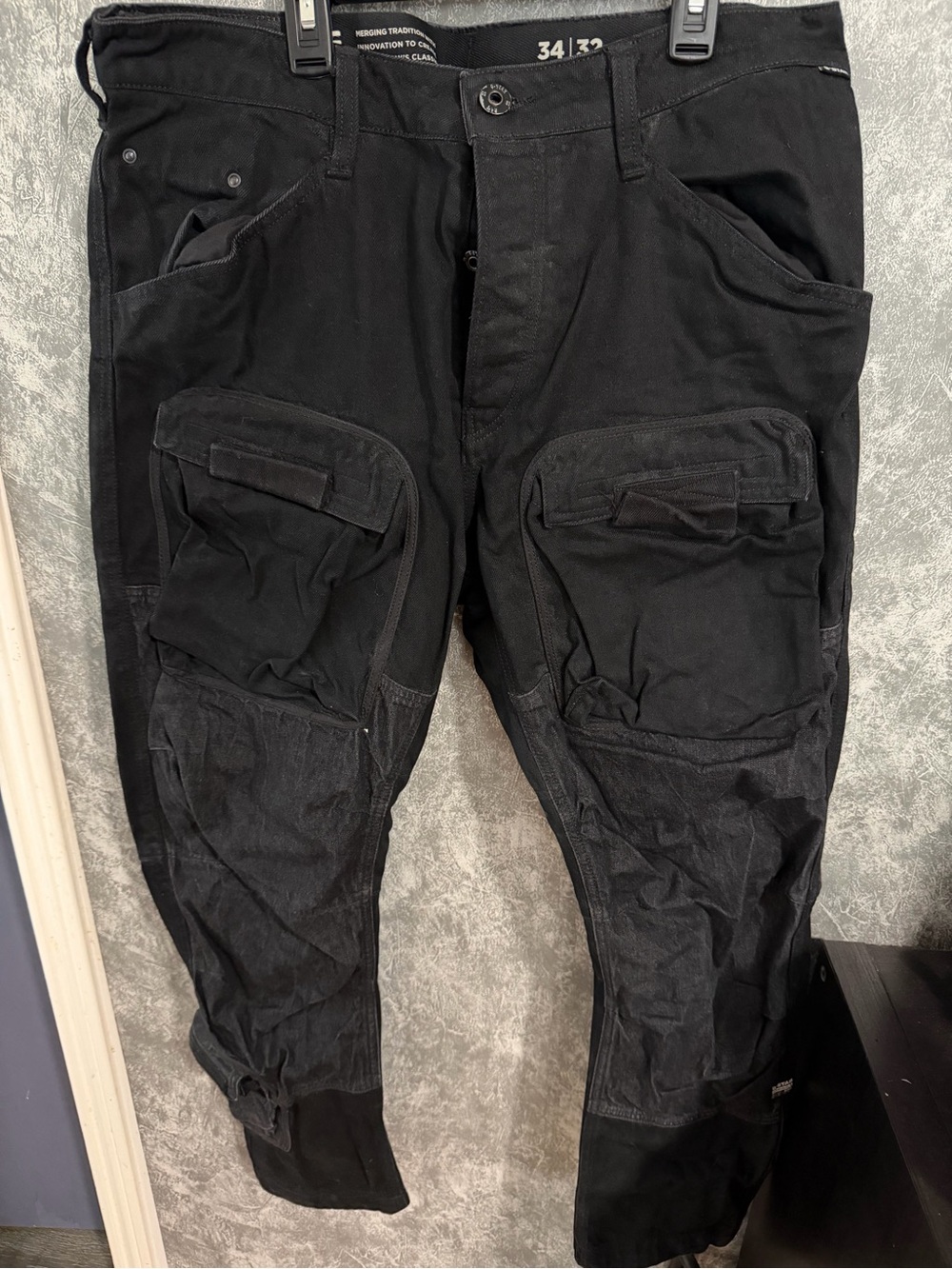 G-Star Black Cargo Pants with Utility Pockets